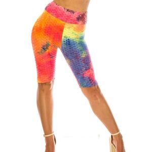 Tie Dye Waffle Knit Biker Shorts